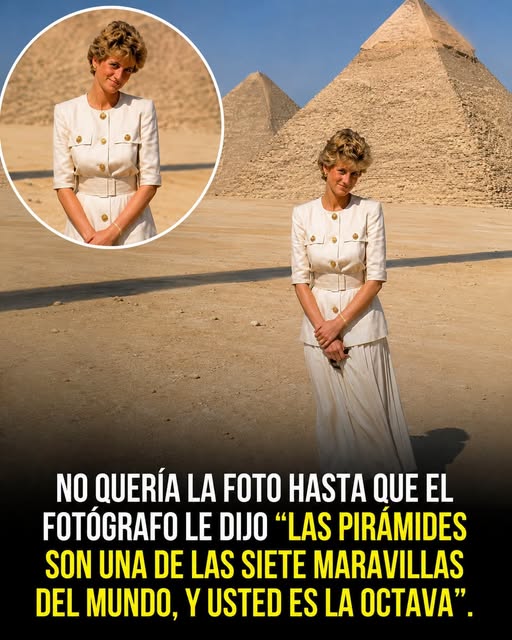 Diana, princesa de Gales, posa frente a las Pirámides de Guiza en 1992